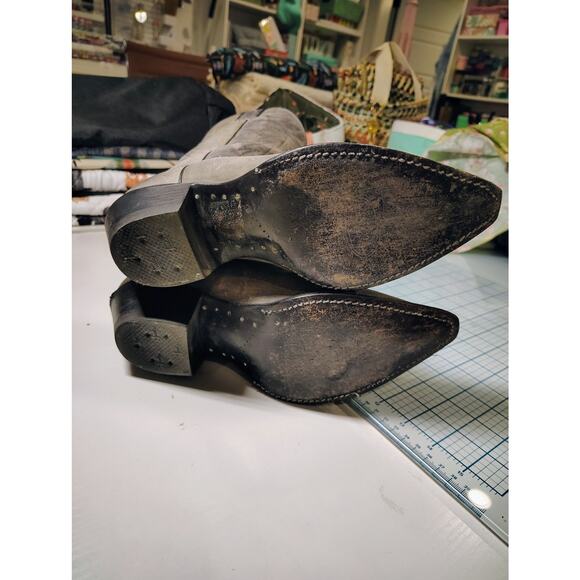 Gray/green Justin Women's Cowboy boots w/ riding heel / pointed toe - Picture 6 of 9